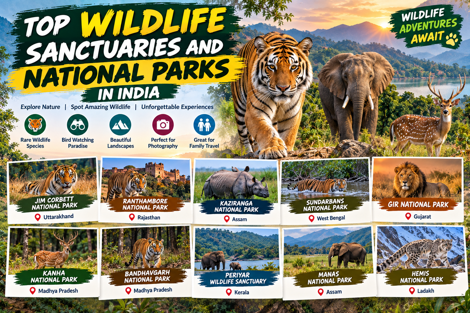 Top Wildlife Sanctuaries and National Parks in India